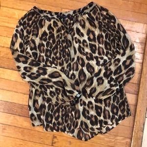 Sheer cheetah print blouse